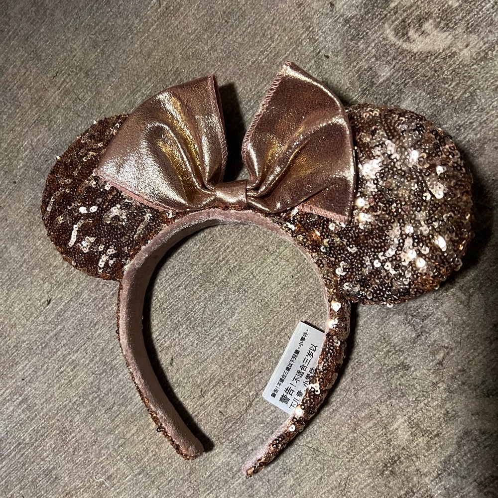 Disney Rose Gold Sequin Mouse Ears Headband with Bow